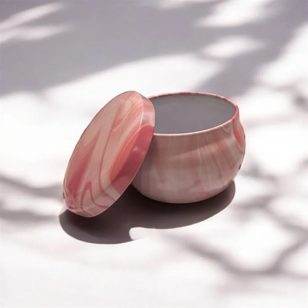 Small Colorful Marble Patterned Tins 1.9